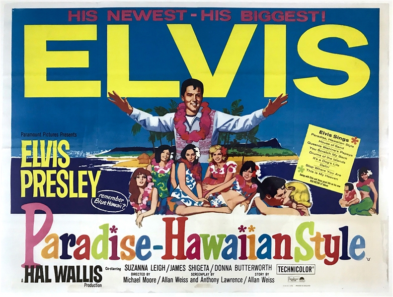1966 <em>Paradise, Hawaiian Style</em> British Quad Movie Poster – Starring Elvis Presley