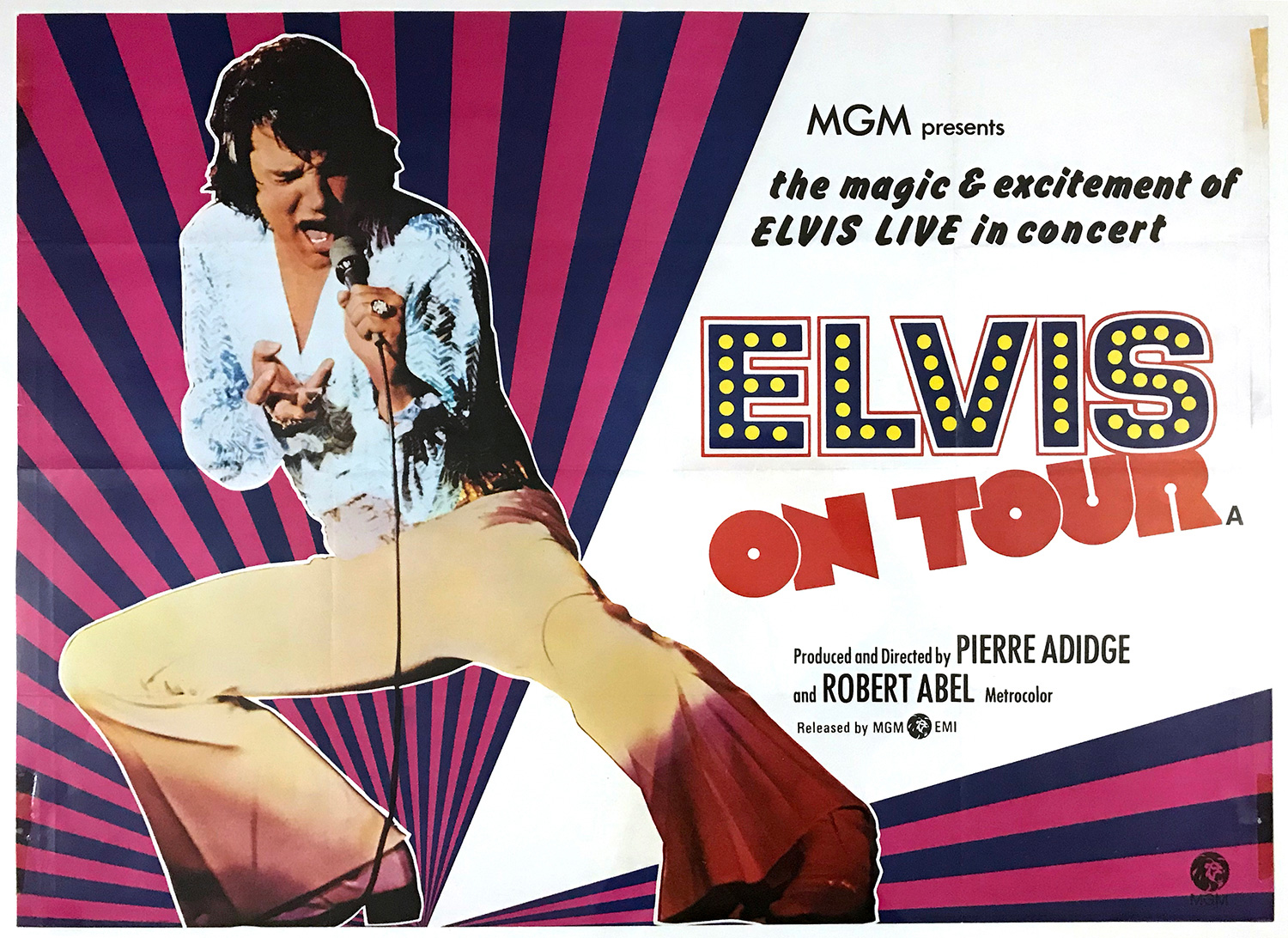 Lot Detail - 1972 Elvis on Tour British Quad Movie Poster – Starring ...
