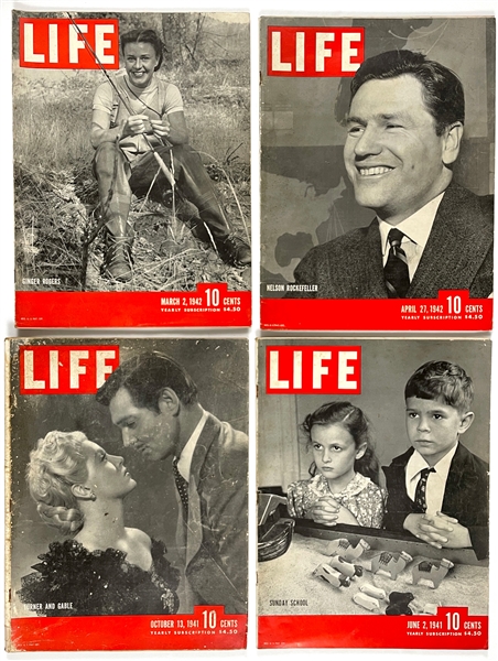 1930s to 1940s <em>LIFE</em> Magazine Collection of 21 with Clark Gable, Lana Turner and Ginger Rogers Covers
