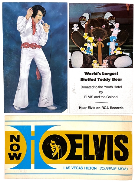 Collection of 29 Elvis Presley Concert Tour Menus and Souvenir Photos