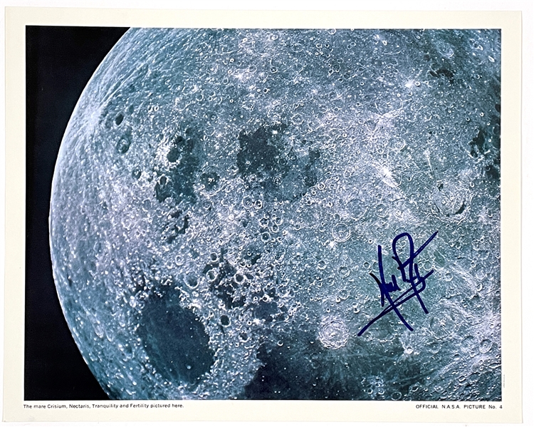 Neil Armstrong Signed Official NASA Photo of Moons Sea of Tranquility