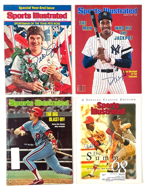 Baseball Greats and Hall of Famers Signed <em> Sports Illustrated</em> Collection of Seven (7) with Frank Robinson, Pete Rose and Others