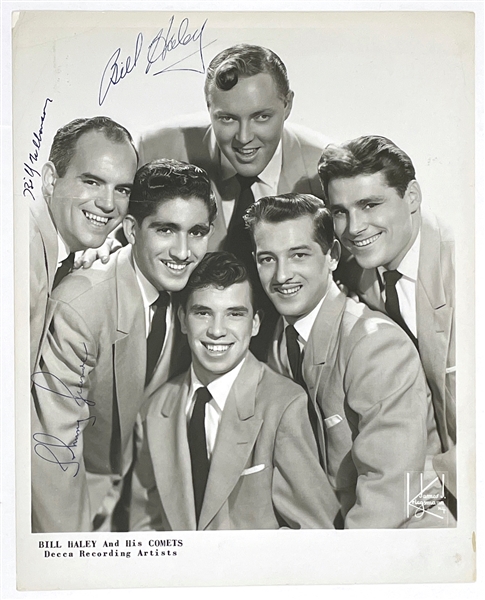 Bill Haley Signed 1954 Decca Records Promotional Photo – Also Signed by “His Comets” Billy Williamson and Johnny Grande