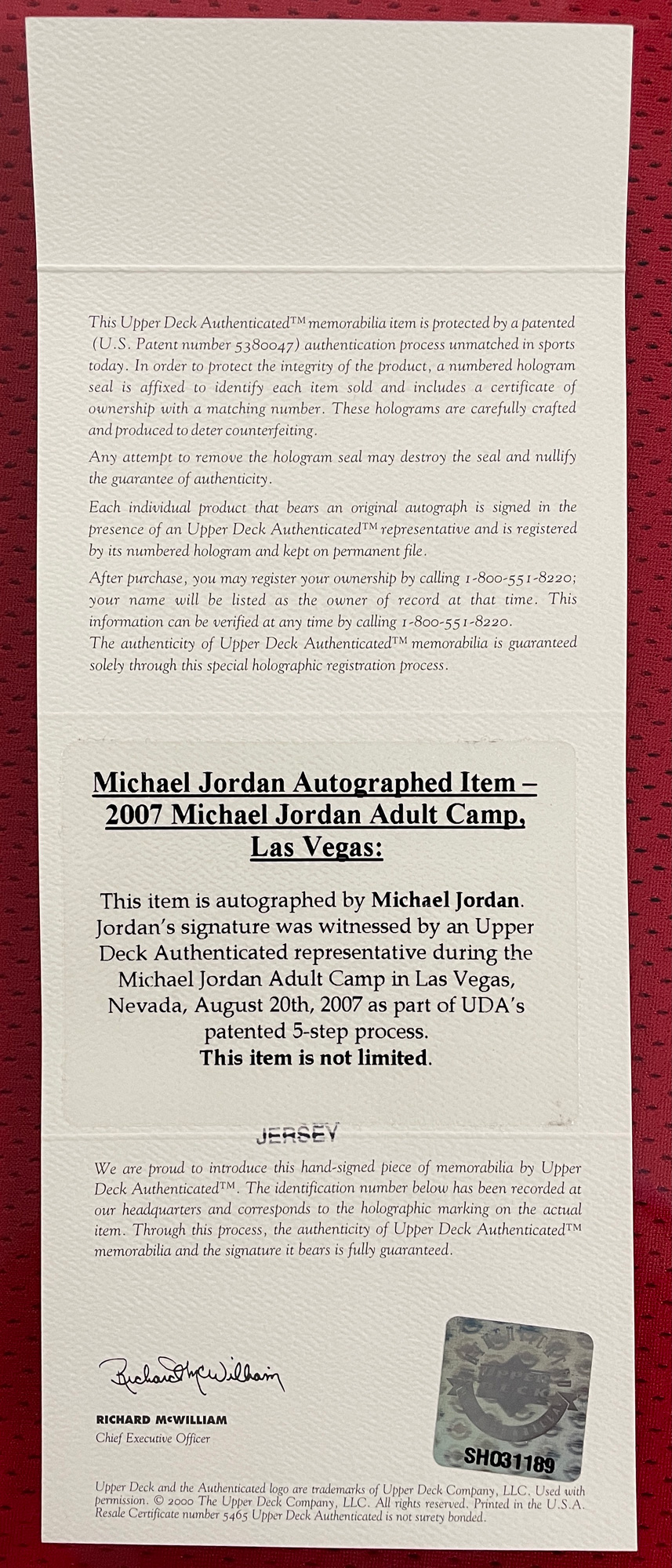 Upper Deck Michael Jordan Red Chicago Bulls Autographed Jersey with  Embroidered Stats - Limited Edition of 123