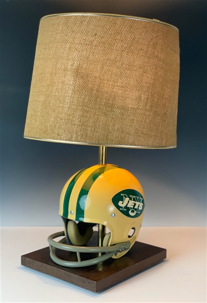 1970s New York Jets Football Helmet Lamp with Original Shade