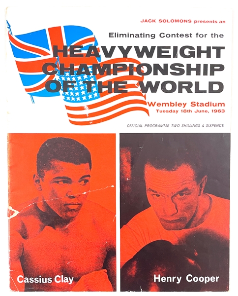 June 18, 1963, Cassius Clay vs. Henry Cooper Heavyweight Title Fight Program with <em>Daily Express</em> Cummunity Singing Insert – Clay Nearly Knocked Out in the 4th Round!