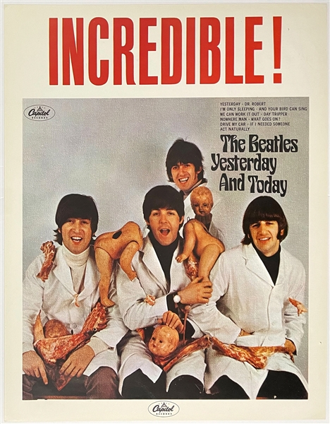 1966 “Butcher Cover” Beatles <em>Yesterday and Today</em> Capitol Records Promotional Poster – Stunning Condition!