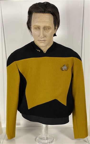 Bret Spiner as Data Full-Size “Life Mask” Display with Star Fleet Uniform and Communicator - <em>Star Trek The Next Generation</em>