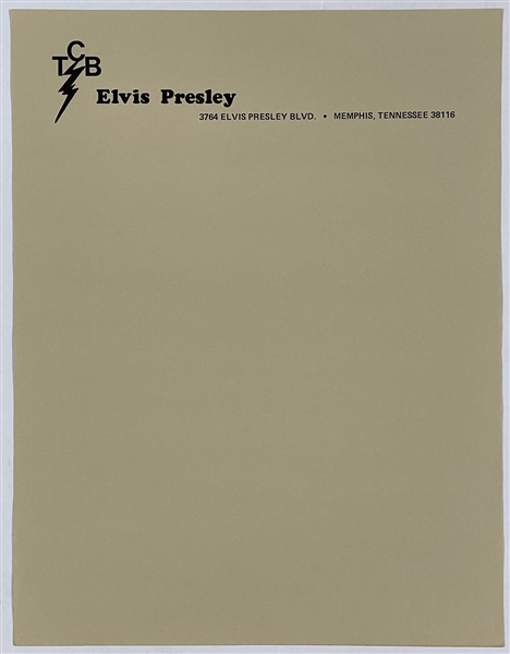 1970 Elvis Presley’s “TCB” Letterhead and Two Envelopes  - An Early Version of the Famous Stationery