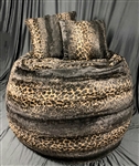 Elvis Presley Owned Massive Leopard Pattern "Bean Bag" Chair and Pillows from His Palm Springs Home - From The 1999 Graceland Archives Auction