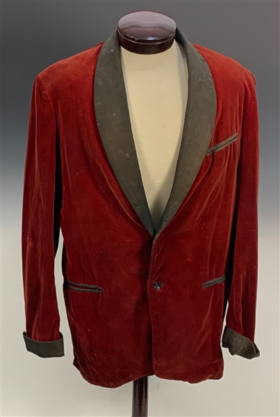 WS “Fluke” Holland 1950s Stage-Worn Red “Velvet” Jacket – Worn While Drumming with Carl Perkins During the Sun Records Years