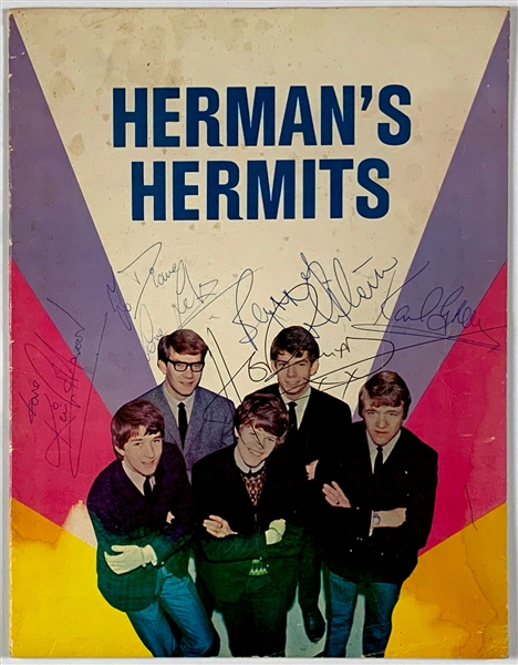 Hermans Hermits 1964 Concert Tour Program Signed by ALL FIVE Original Members