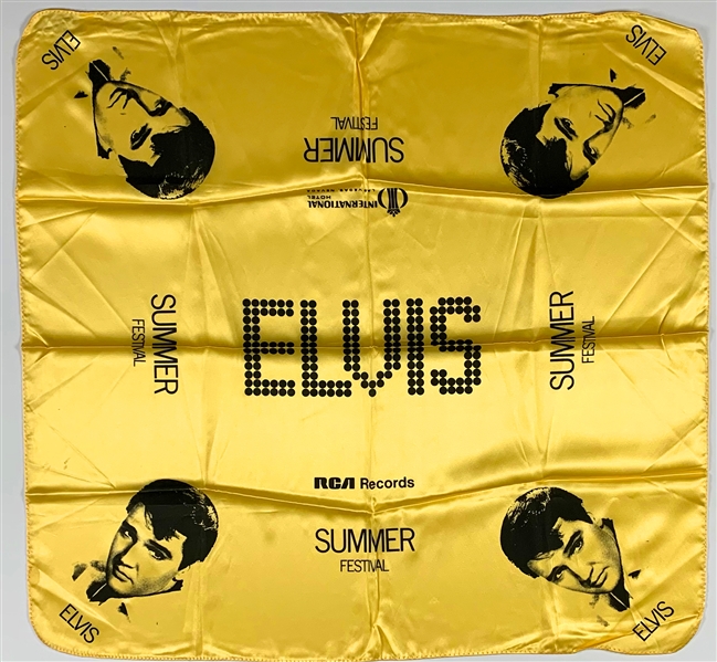 1970 Elvis Summer Festival International Hotel Gold Souvenir Scarf