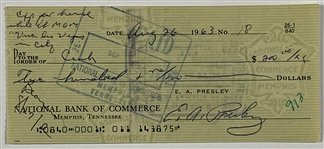 Elvis Presley Signed Check Written on August 23, 1963, for Expenses While Filming <em>Viva Las Vegas</em> - with LOA from Graceland Authenticated