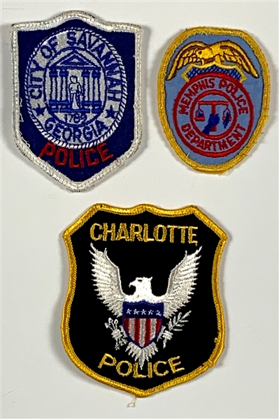 Elvis Presley Official Police Uniform Patches from Memphis, Savannah and Charlotte – Given to His Nurse Letetia “Tish” Henley and Featured in Her Book