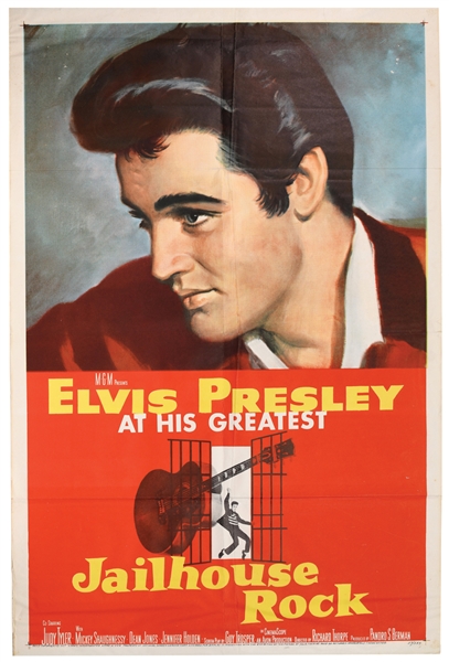 1957 <em>Jailhouse Rock</em> One Sheet  Movie Poster – Starring Elvis Presley – with Graceland Authenticated LOA