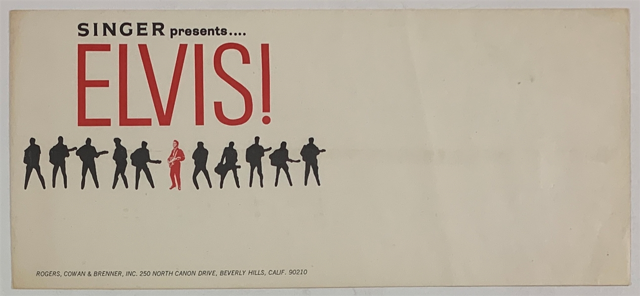1968 “Singer Presents ELVIS!” 68 Comeback Special Promotional Envelope - Rare Survivor!