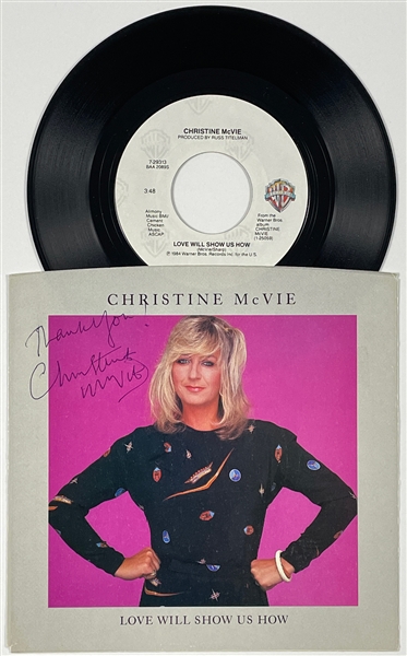 Rare Christine McVie Signed 45 Picture Sleeve for Single <em>Love Will Show Us How</em>