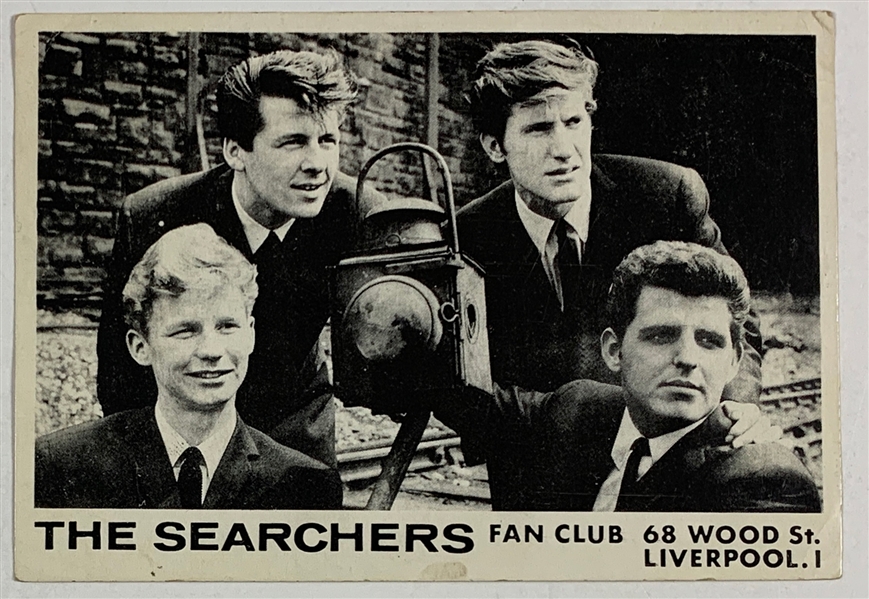1960 Pictorial Fan Club Card Signed by The Searchers (Seminal Merseybeat Band) – John McNally, Mike Pender, Tony Jackson and Chris Curtis