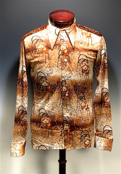 Elvis Presley Owned Cloud and Flower Pattern Long Sleeve Button Down Shirt - Gifted to His Cousin Patsy Presley