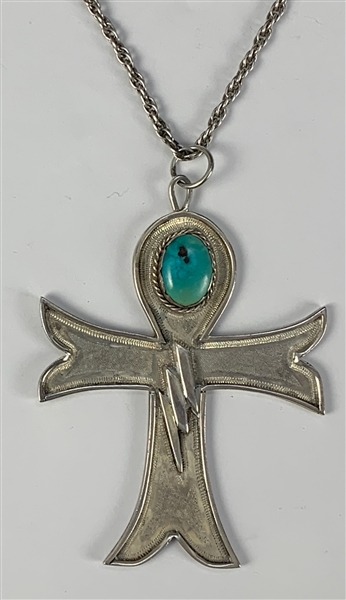 Elvis Presley Owned Silver and Turquoise Lightning Bolt Ankh Necklace - Gifted to J.D. Sumner (Former Mike Moon Collection)