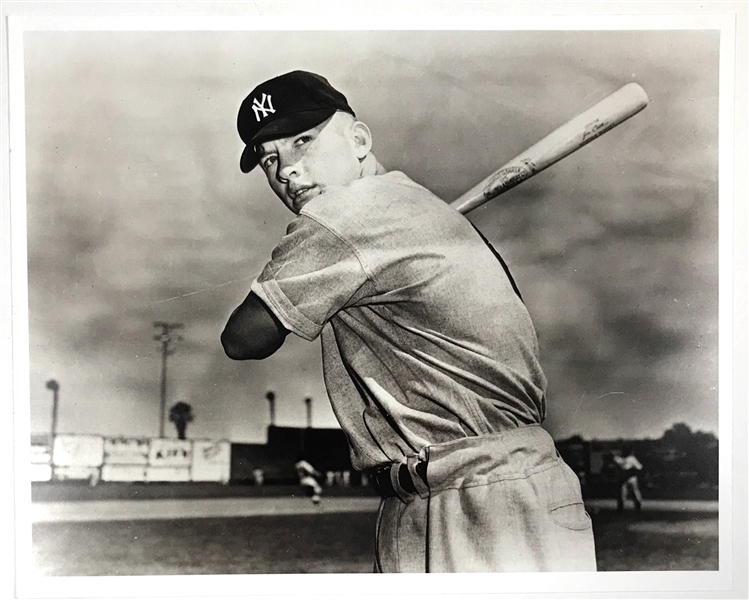 Mickey Mantle 8 x 10 Inch Photograph Printed from the Original Negative in The Baseball Hall of Fame - Used for his 1951 Bowman Rookie Baseball Card 