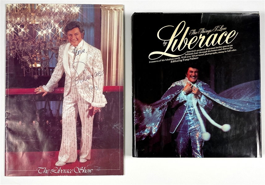 Liberace Signed 1983 Las Vegas Show Program and Signed Book - <em>The Things I Love</em>