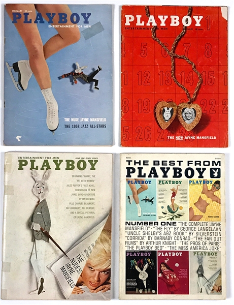 Jayne Mansfield Collection with Four 1950s and 1960s <em>Playboy</em> Magazines Featuring Nude Photos Plus Other Ephemera (14 Pieces)