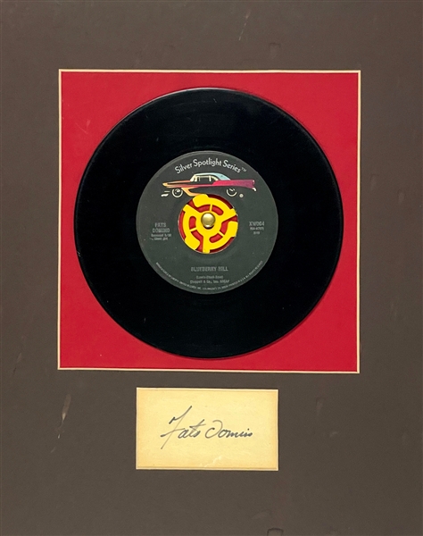 Fats Domino Cut Signature with 45 RPM Single of <em>Blueberry Hill</em>