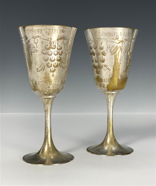 Clark Gable and Carol Lombard Silver Wedding Goblets – Inscribed “Lombard & Gable / A Match Made in Heaven” (2)
