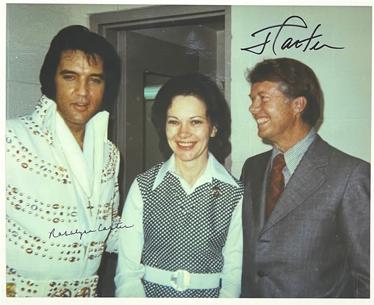 President Jimmy Carter and Rosalyn Carter Signed Photo with ELVIS PRESLEY!
