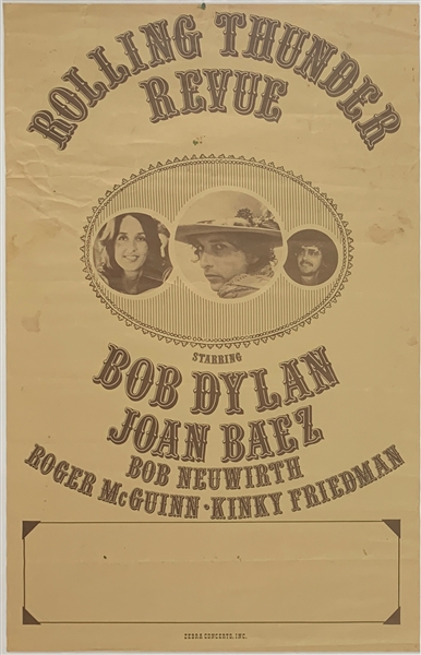 Bob Dylan 1976 “Rolling Thunder Revue” Concert Tour Poster 