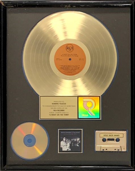 RIAA Gold Record Award for Bruce Hornsby & The Range 1990 LP <em>A Night on the Town</em>