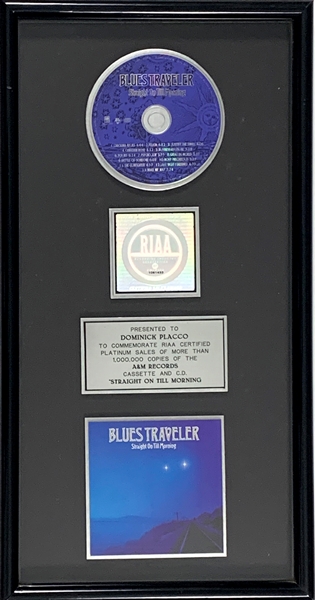 RIAA Platinum Record Award for Blues Travelers 1997 LP <em>Straight on Till Morning</em> - Plus Tour Document