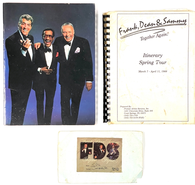 1988 “Frank Sinatra, Dean Martin & Sammy Davis, Jr.” Concert Tour Backstage Pass, Tour Binder and Program