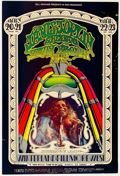 1969 Janis Joplin and Savoy Brown Filmore West/Winterland Concert Poster (1969 Second Printing)