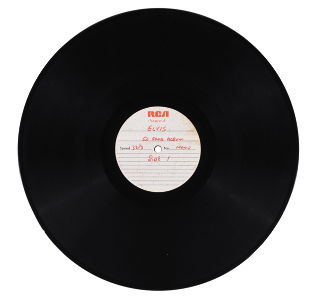 Pair of RCA Nashville Double-Sided 33 1/3 RPM Acetates with Sides 1, 2, 7 and 8 of Elvis Presley’s 1970 Album <em>Worldwide 50 Gold Award Hits Vol. 1</em> Plus RCA Sequence Sheets for the Album