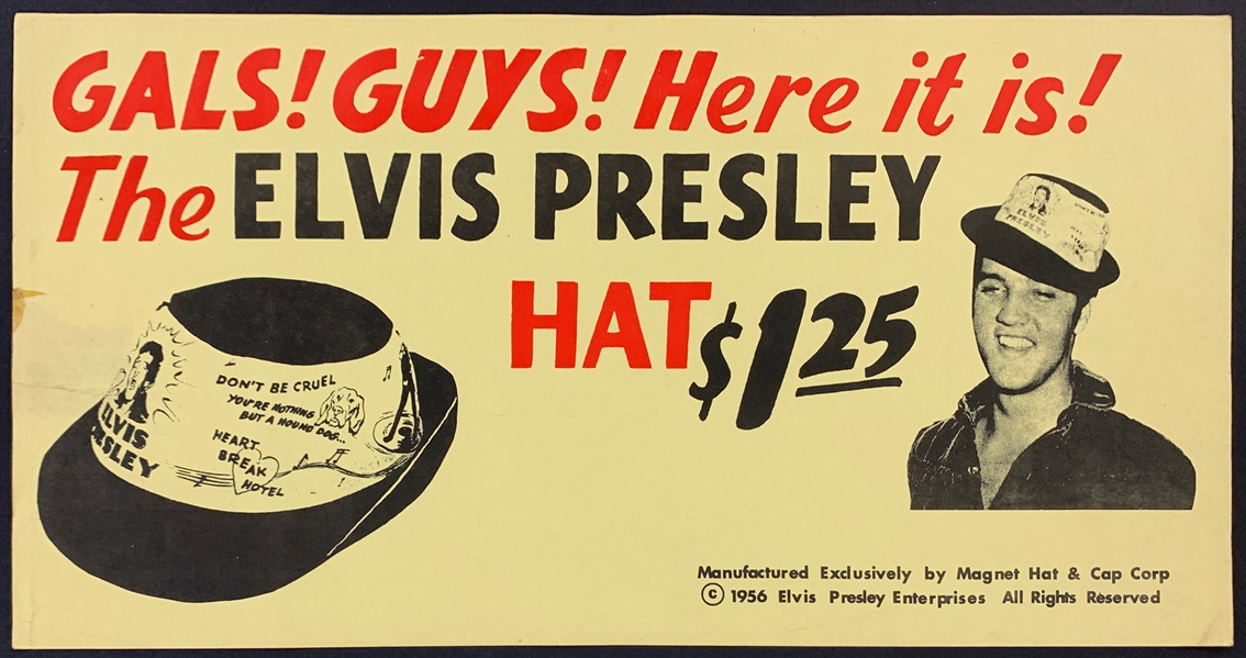 1956 Elvis Presley Enterprises Advertising Poster for the “Elvis Presley Hat”
