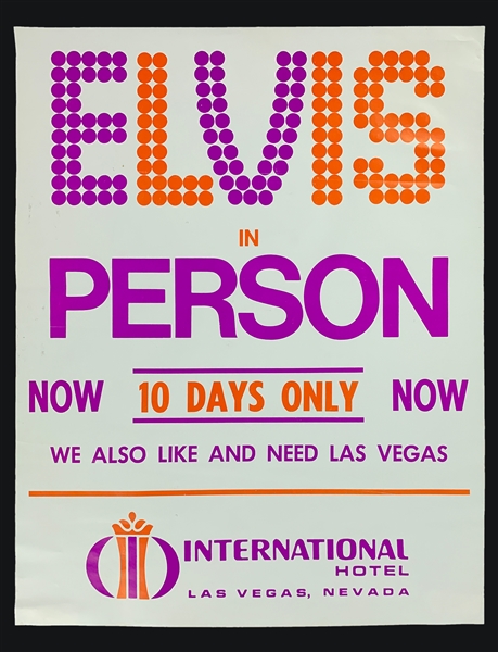 1969 Elvis Presley Concert Poster for his Legendary Return to Live Performing at the Las Vegas International Hotel