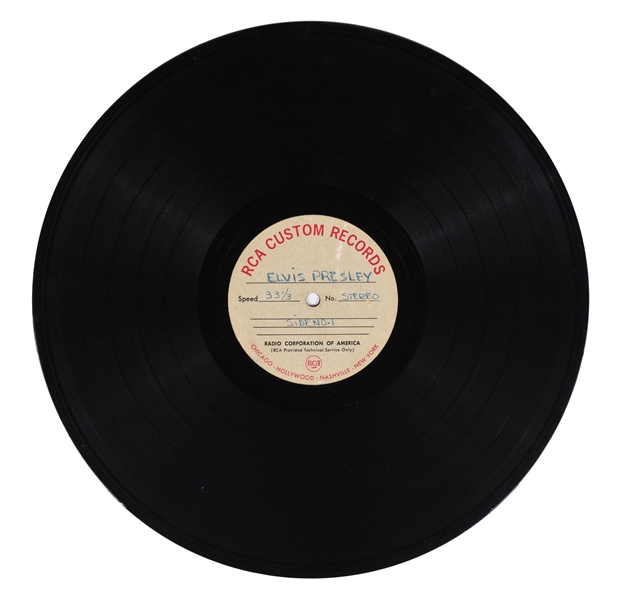 1969 RCA Custom Records Double-Sided 33 1/3 RPM Acetate with Nine Songs from Elvis Presley’s Legendary American Sound Studio Sessions with “Kentucky Rain," “Suspicious Minds” and "Hey Jude"