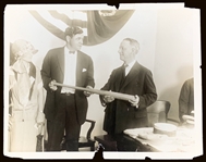 1924 Original News Service Photo of Babe Ruth Presenting a Signed Bat to New York Governor Al Smith at the 1924 Democratic Convention (Encapsulated PSA/DNA TYPE 1)