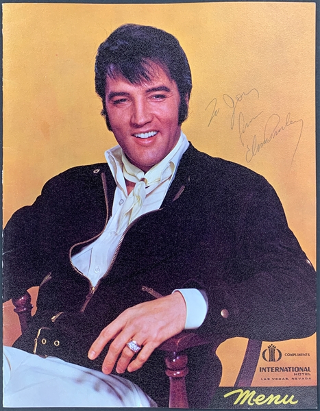 Elvis Presley Signed 1970 Souvenir Concert Menu from Las Vegas International Hotel