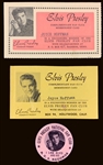 1959 “Elvis Presley Fan Club” Membership Cards and Button (3 Items)
