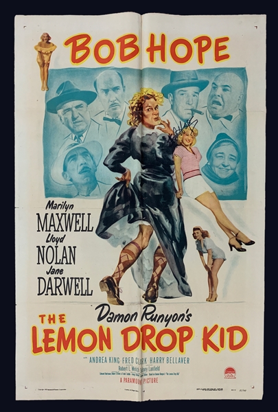 1951 Bob Hope Signed <em>The Lemon Drop Kid</em> One Sheet Movie Poster (BAS)
