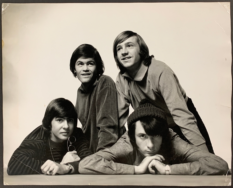 1967 Monkees Oversized 11 x 14 TV Network-Issued Photo Used to Create “Poster-Card” Plus Three of the Large Postcards (4 Items) 