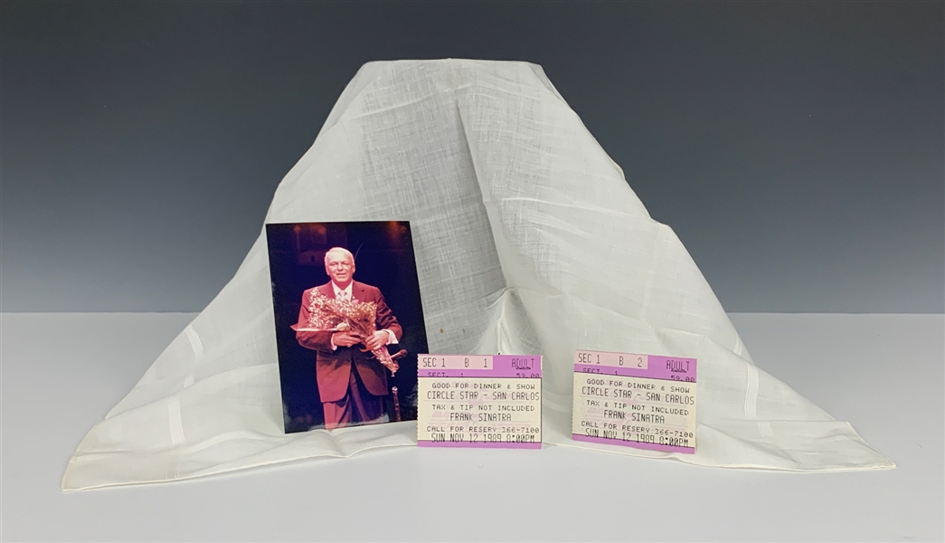 Frank Sinatra Collection with Stage-Used Handkerchief, 1989 Ticket Stubs and Over 100 35 MM Negatives and Prints from Several 1980s Concerts