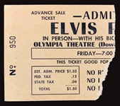 Elvis Presley Concert Ticket Stub from Miami’s Olympia Theatre for 7 PM Show, August 4, 1956