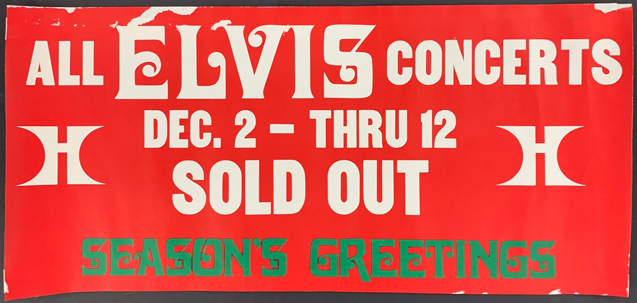 1976 Elvis Presley “SOLD OUT” Poster for His December 2-12 Shows at the Las Vegas Hilton – Rare “Seasons Greetings” Version
