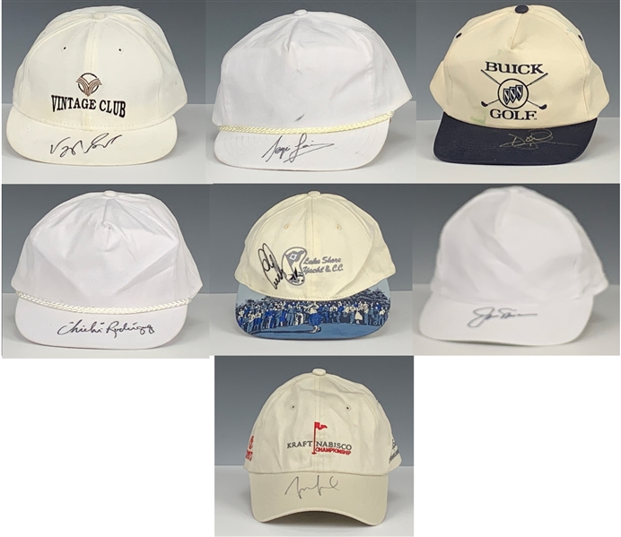 Collection of Seven Hats Signed by Golfers Incl. Jack Nicklaus, David Duval, Chi Chi Rodriguez and Others (BAS)