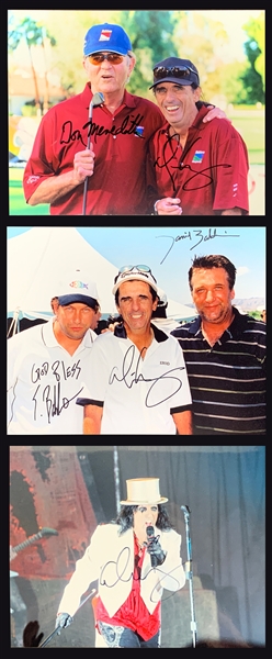 Alice Cooper Signed Photos (3) - Also Signed by Don Meredith (NFL) and Two Baldwin Brothers! (BAS)